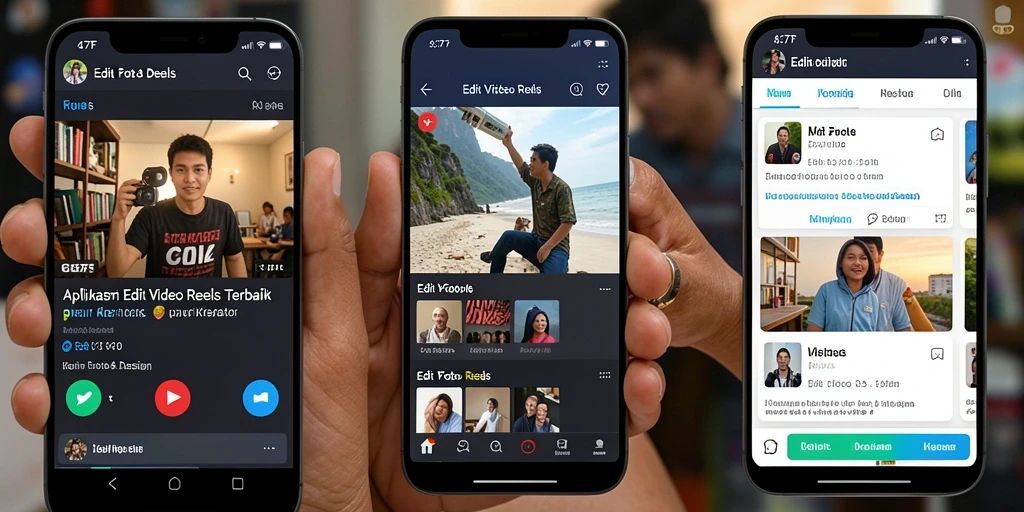 Antarmuka 47F untuk Edit Video Reels yang intuitif dan mudah digunakan.
