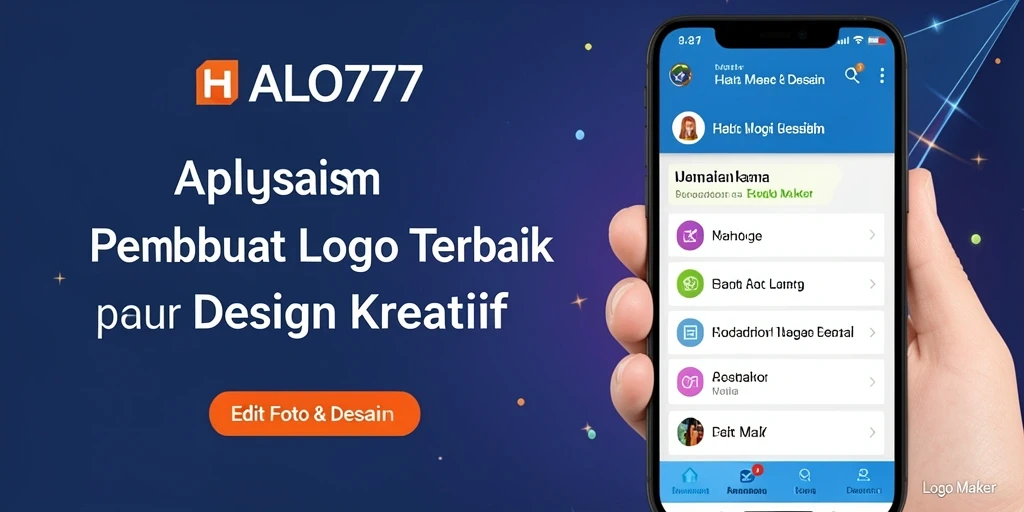 Tampilan antarmuka aplikasi HALO777 sebagai Logo Maker yang intuitif.