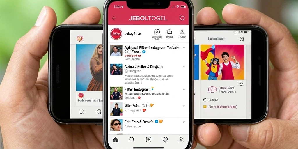 Tampilan antarmuka JEBOLTOGEL dengan berbagai filter Instagram yang menarik.