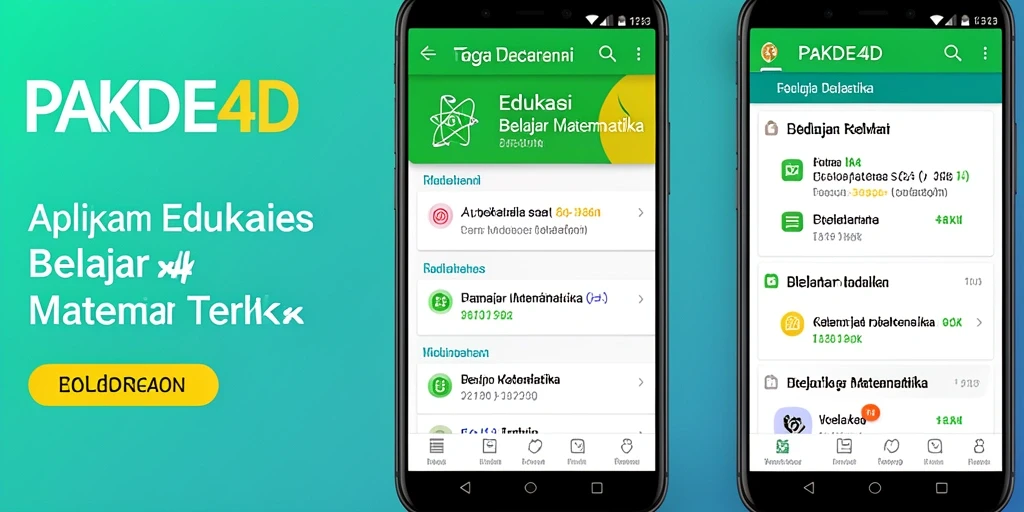 Tampilan antarmuka aplikasi Belajar Matematika PAKDE4D yang menarik dan mudah digunakan.