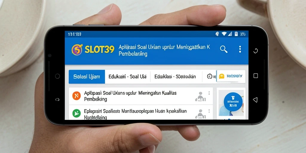 Antarmuka aplikasi SLOT39 dengan tampilan soal ujian.
